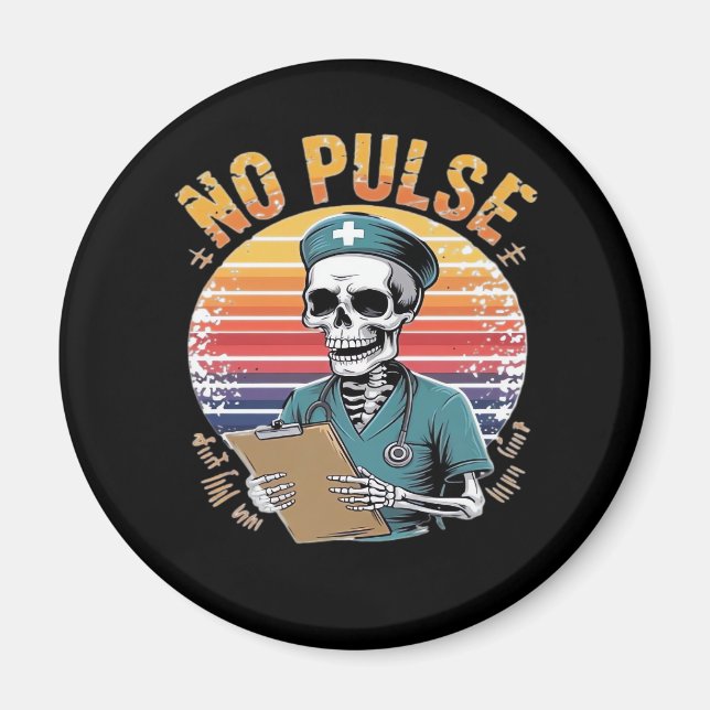 Funny Skeleton Nurse Kein Pulsdesign � Dunkler Spa Magnet (Vorne)