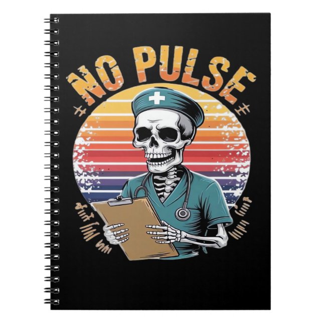 Funny Skeleton Nurse No Puldesign - Dunkler Spaß Notizblock (Vorderseite)