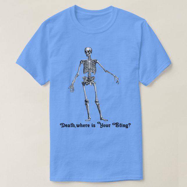 Funny Skeleton Oh Death, wo ist dein Sting Jesus T-Shirt (Design vorne)