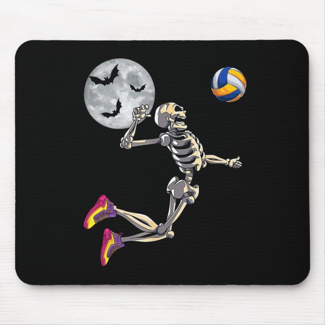 Funny Skeleton Playing Volleyll Happy Halloween Da Mousepad (Vorne)