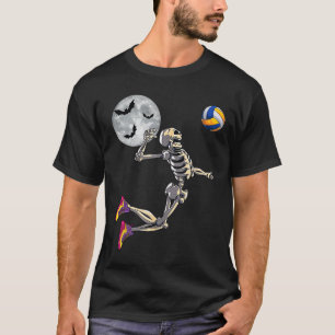 Funny Skeleton Playing Volleyll Happy Halloween Da T-Shirt