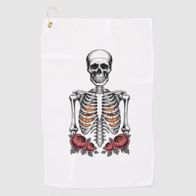 Funny Skeleton Pumpkin Fall Golfhandtuch (Vorderseite)