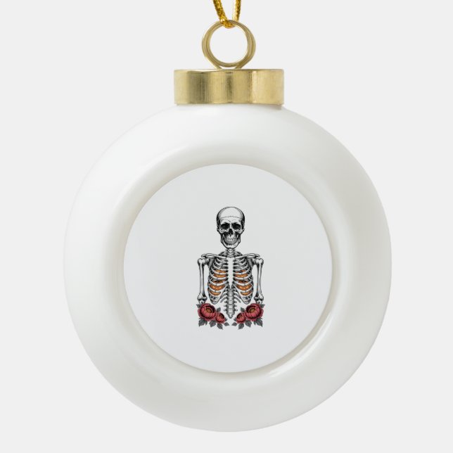 Funny Skeleton Pumpkin Fall Keramik Kugel-Ornament (Vorderseite)