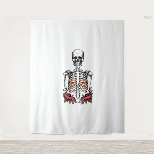 Funny Skeleton Pumpkin Fall Wandteppich (Vorderseite)