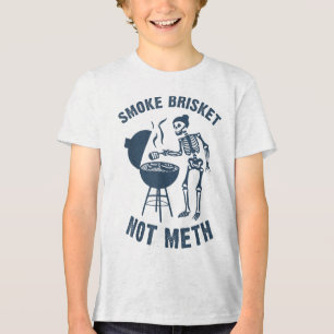 Funny Skeleton Retro Grillen Smoke Brisket Not _1 Tri-Blend Shirt