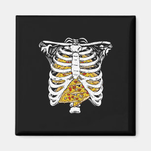Funny Skeleton Rib Käfig mit Pizzas Happy Hallowee Magnet