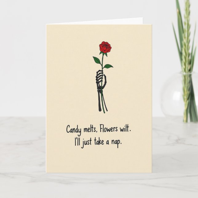 Funny Skeleton Rose Nap Card Karte (Vorderseite)