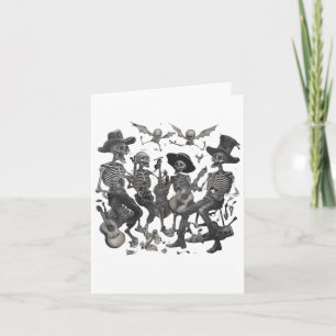 Funny Skeleton Skull Dancing Singen Rock Music Ba Karte