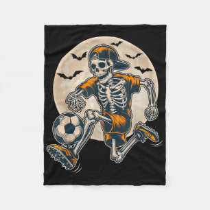 Funny Skeleton Soccer Men Boys Kinder Halloween Fleecedecke