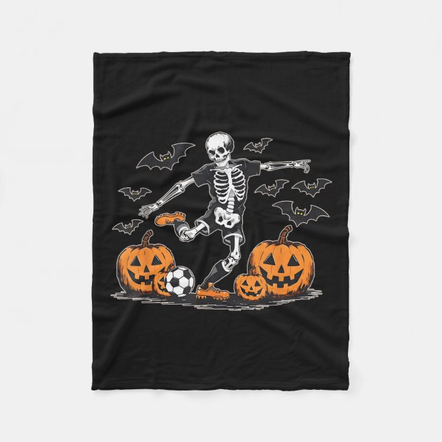 Funny Skeleton Soccer Men Boys Kinder Halloween Fleecedecke (Vorderseite)