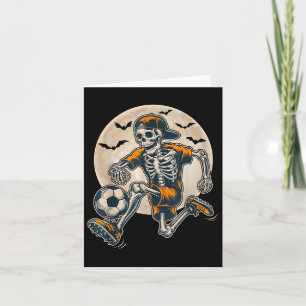 Funny Skeleton Soccer Men Boys Kinder Halloween Karte