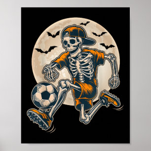 Funny Skeleton Soccer Men Boys Kinder Halloween Poster