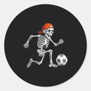 Funny Skeleton Soccer Men Boys Kinder Halloween Runder Aufkleber