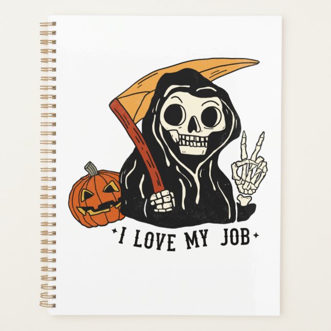 Funny Skeleton Spooky Vibes Fall Planer (Vorderseite)