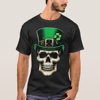 Funny Skeleton St Patricks Day Lucky Clover Shamro T-Shirt