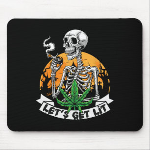 Funny Skeleton Stoner Rauchen Weed Lasst uns Lit H Mousepad