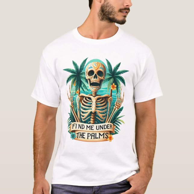 Funny Skeleton Summer Vibes T-Shirt (Vorderseite)