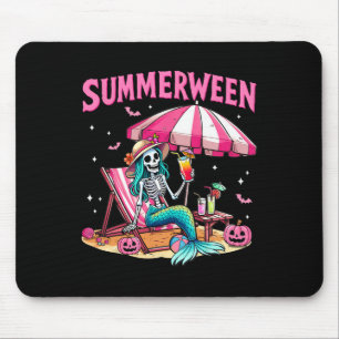 Funny Skeleton Summerween Mermaid Beach Halloween Mousepad