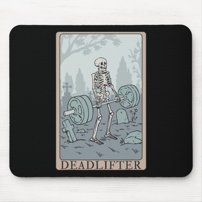Funny Skeleton Tarot Card Deadlifter Bodybuilding Mousepad (Vorne)