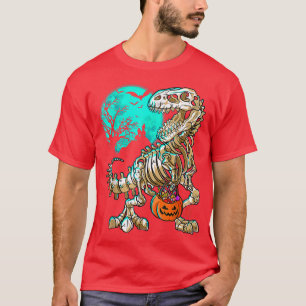 Funny Skeleton TRe Halloween Boys Dino Kids Fossil T-Shirt