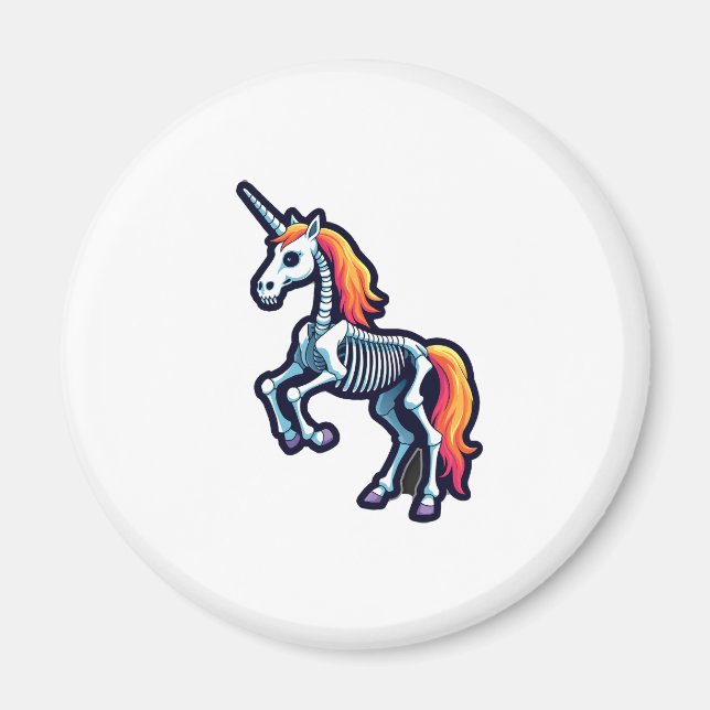 Funny Skeleton Unicorn Lovers Spooky Halloween Cos Magnet (Vorne)