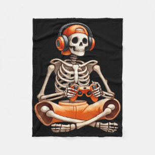 Funny Skeleton Video Game Halloween Gaming Gamer B Fleecedecke