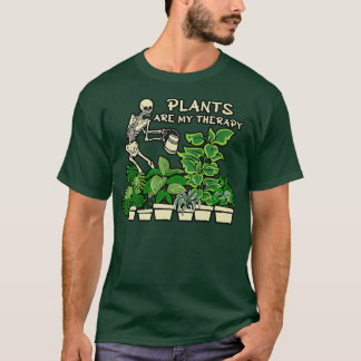 Funny Skeleton Watering Pflanze sind meine Therapi T-Shirt