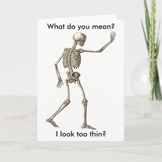 Funny Skeleton Waving Hand Happy Halloween Karte (Vorderseite)