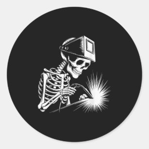 Funny Skeleton Welding Liebhaber Spooky Halloween  Runder Aufkleber