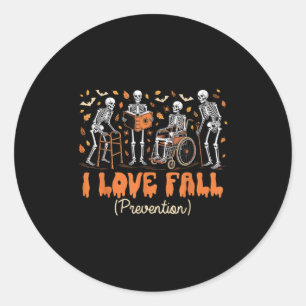 Funny Skelett I Liebe Fall Prävention Fall Physica Runder Aufkleber