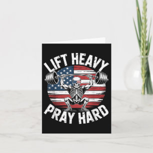 Funny Skelett US Flag Lift Heavy Pray Hard Gym Ch Karte