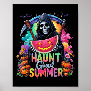 Funny Skeletts Ice Creme Hot Ghoul Summer Summerwe Poster