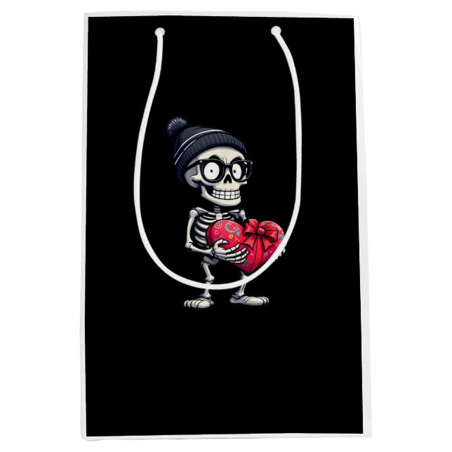 Funny Skeletts Men Skeleton Herzrhythmusstörungen Mittlere Geschenktüte (Vorderseite)