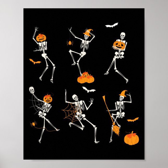 Funny Skeletts tanzend Challenge Halloween Poster (Vorne)