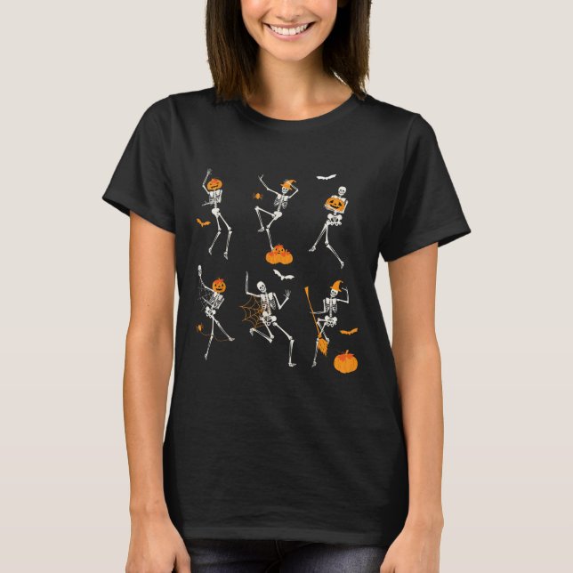 Funny Skeletts tanzend Challenge Halloween T-Shirt (Vorderseite)