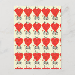 Funny skeletts und Liebe herz Valentines Feiertagspostkarte