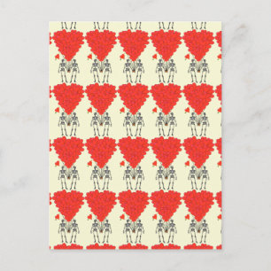 Funny skeletts und Liebe herz Valentines Feiertagspostkarte