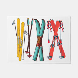 Funny Ski Colorful Ski Skier Fußmatte