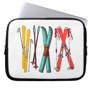 Funny Ski Colorful Ski Skier Laptopschutzhülle