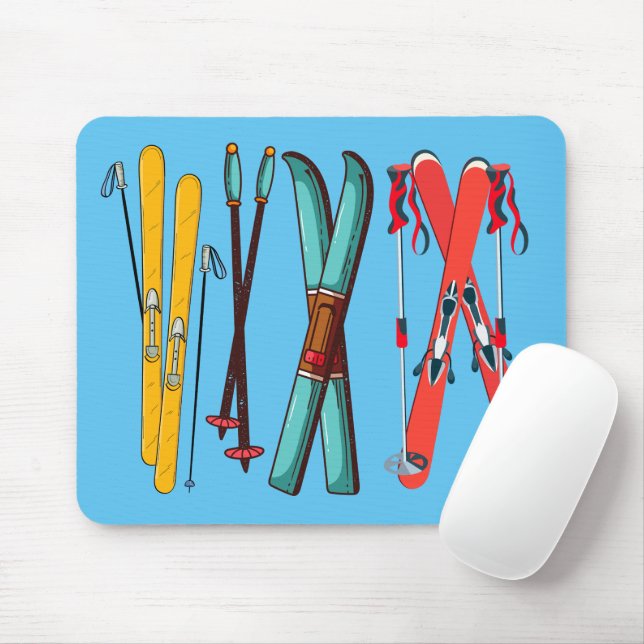 Funny Ski Colorful Ski Skier Mousepad (Mit Mouse)