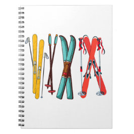 Funny Ski Colorful Ski Skier Notizblock