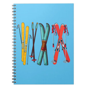 Funny Ski Colorful Ski Skier Notizblock