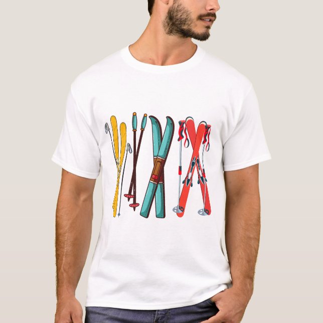 Funny Ski Colorful Ski Skier T-Shirt (Vorderseite)