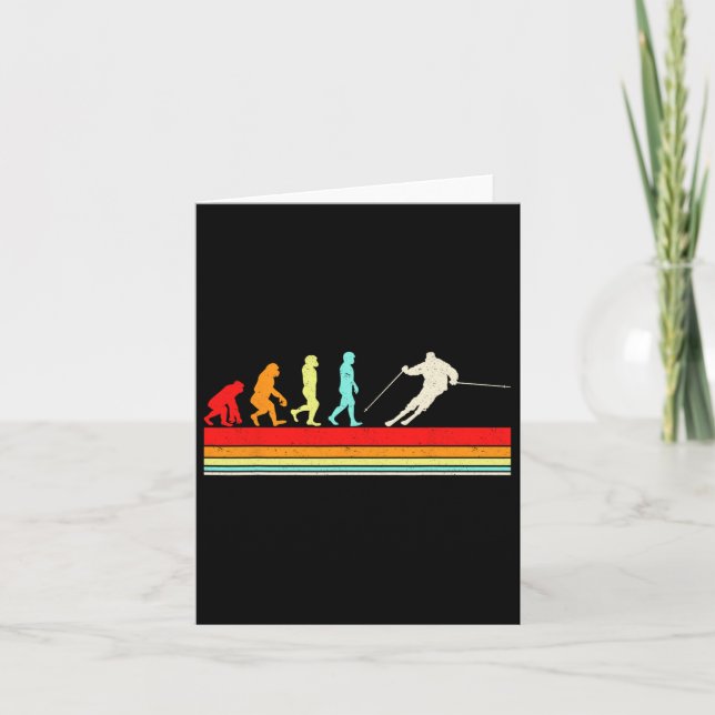 Funny Ski Evolution Wintersport Retro Design Karte (Vorderseite)