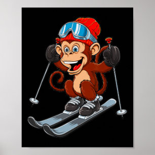 Funny Ski Monkey Wintersport Poster