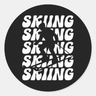 Funny Ski Wintersport Groovy Retro Skifahren Runder Aufkleber