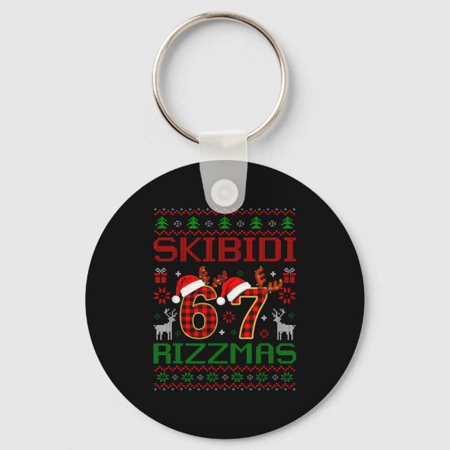 Funny Skibidi Rizzmas Meme Ugly Christmas Vibes Xm Schlüsselanhänger (Vorderseite)