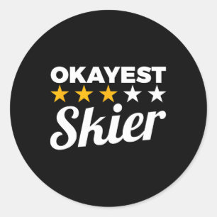 Funny Skier Skilehrer Wintersport Runder Aufkleber