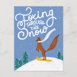 Funny Skiing Fox Weihnachtskarte Postkarte
