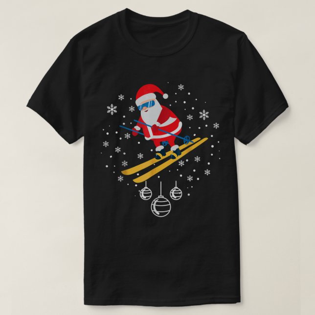 Funny Skiing Weihnachts-Ornament Xmas Pajama T-Shirt (Design vorne)